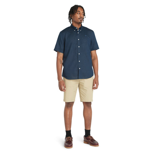 Camisa de manga corta Lovell Lake de algodón y lino para Hombre