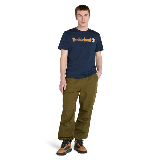 Playera de manga corta con logo lineal para hombre