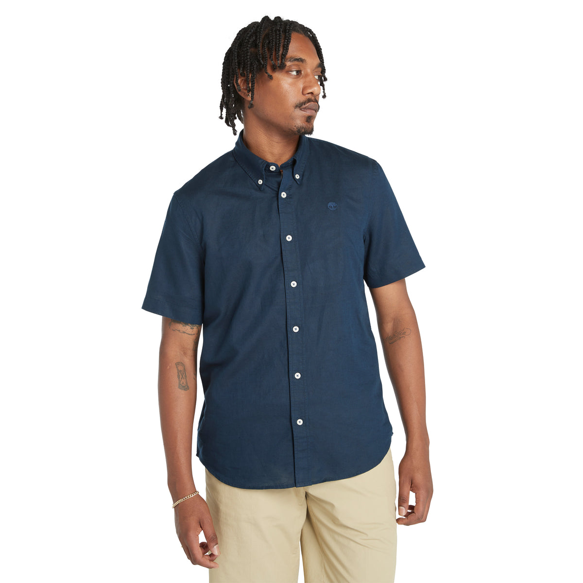 Camisa de manga corta Lovell Lake de algodón y lino para Hombre