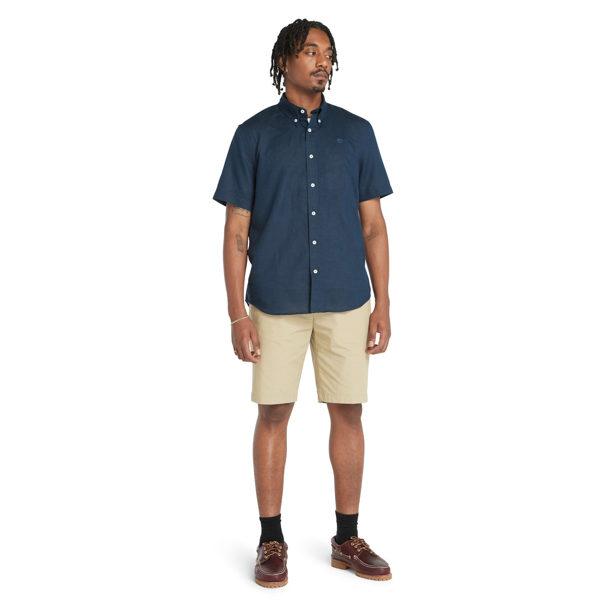 Camisa de manga corta Lovell Lake de algodón y lino para Hombre