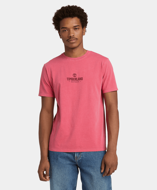 Camiseta de Manga Corta Teñida para Hombre, Rojo