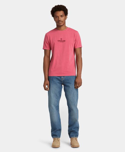 Camiseta de Manga Corta Teñida para Hombre, Rojo