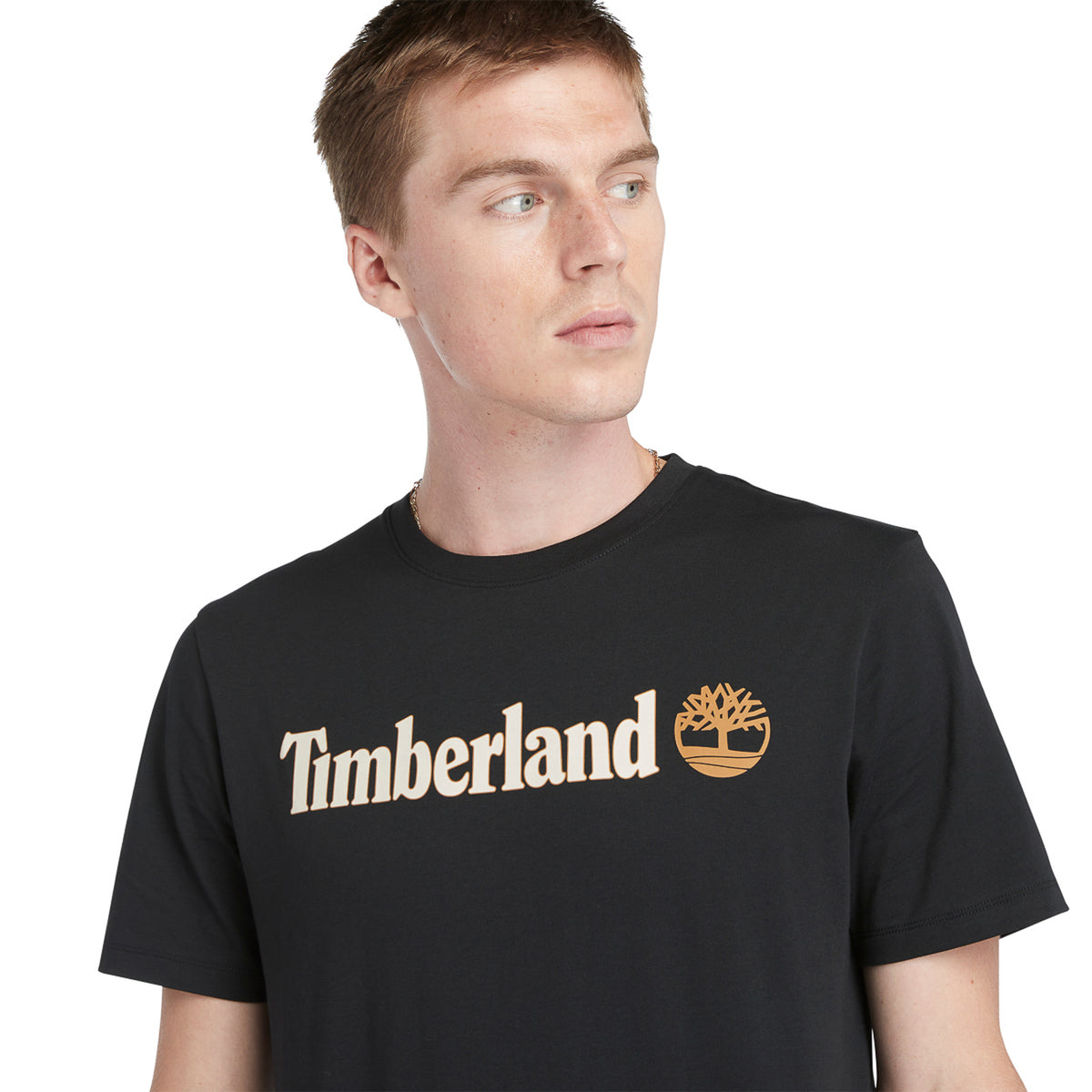Playera de manga corta para hombre con logo lineal